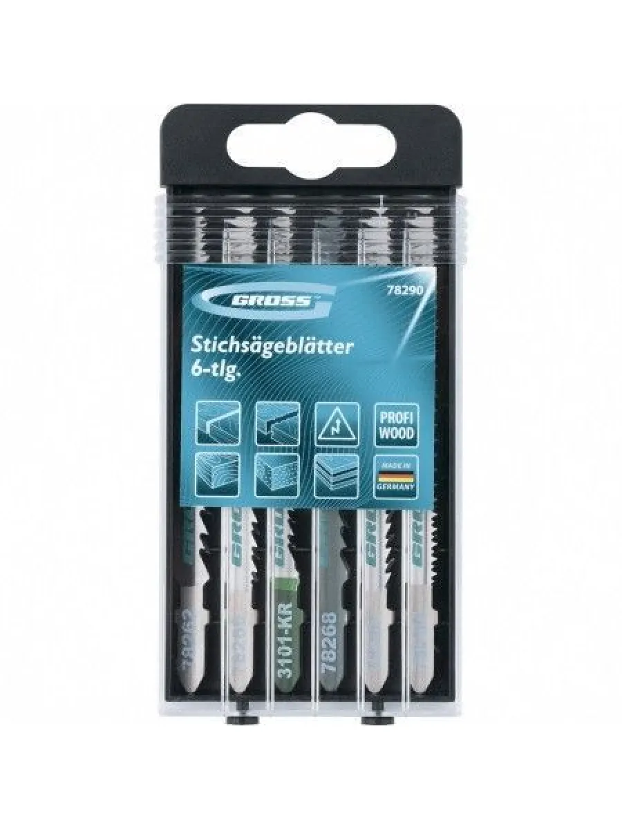 Набор полотен для электролобзика по дереву (Т101B, T101BR, T101D, 3101KR, T144D, 3160) Profi GROSS (упак.6шт)