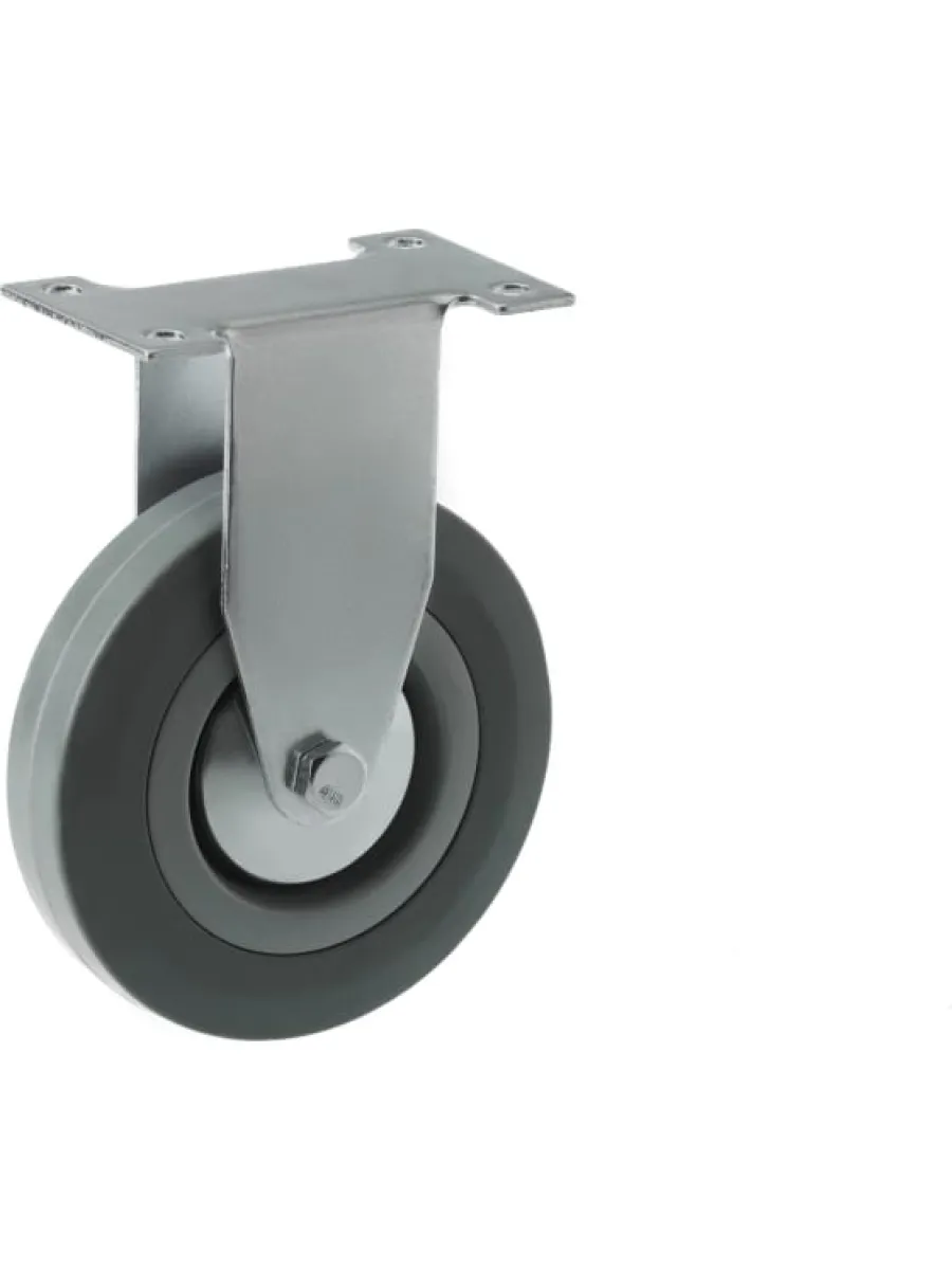 FCg (54) Колесная опора серая резина, 120мм, неповоротное  (грузопод.100кг)