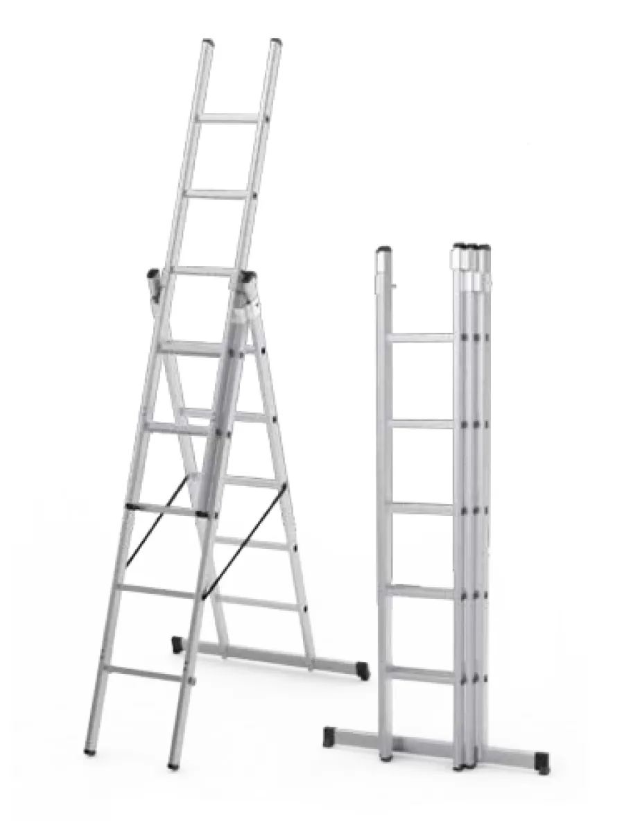 Лестница трехсекционная, универсальная 14 ступеней max h 9515 мм