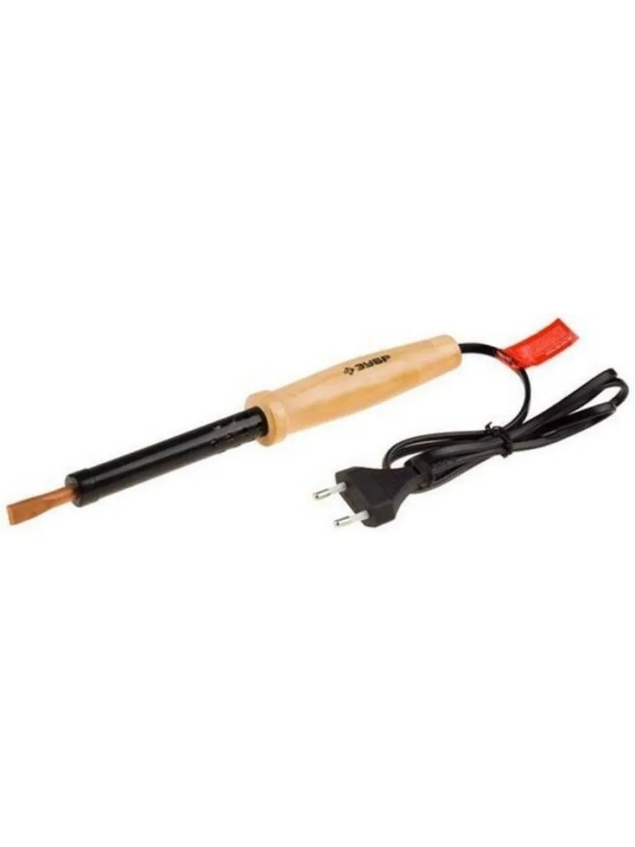 Электропаяльник  60Вт с деревянной рукояткой и долговечным жалом, форма клин ЗУБР