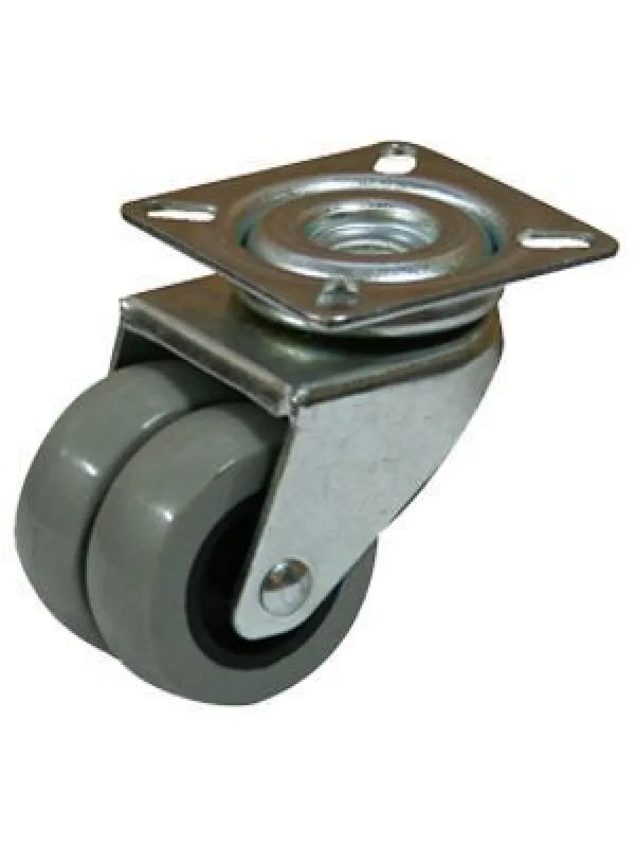 SCnd (25) Колесо мебельное серое, сдвоенное, площадка, подш.скольж. Ду50 (грузоп.70кг)