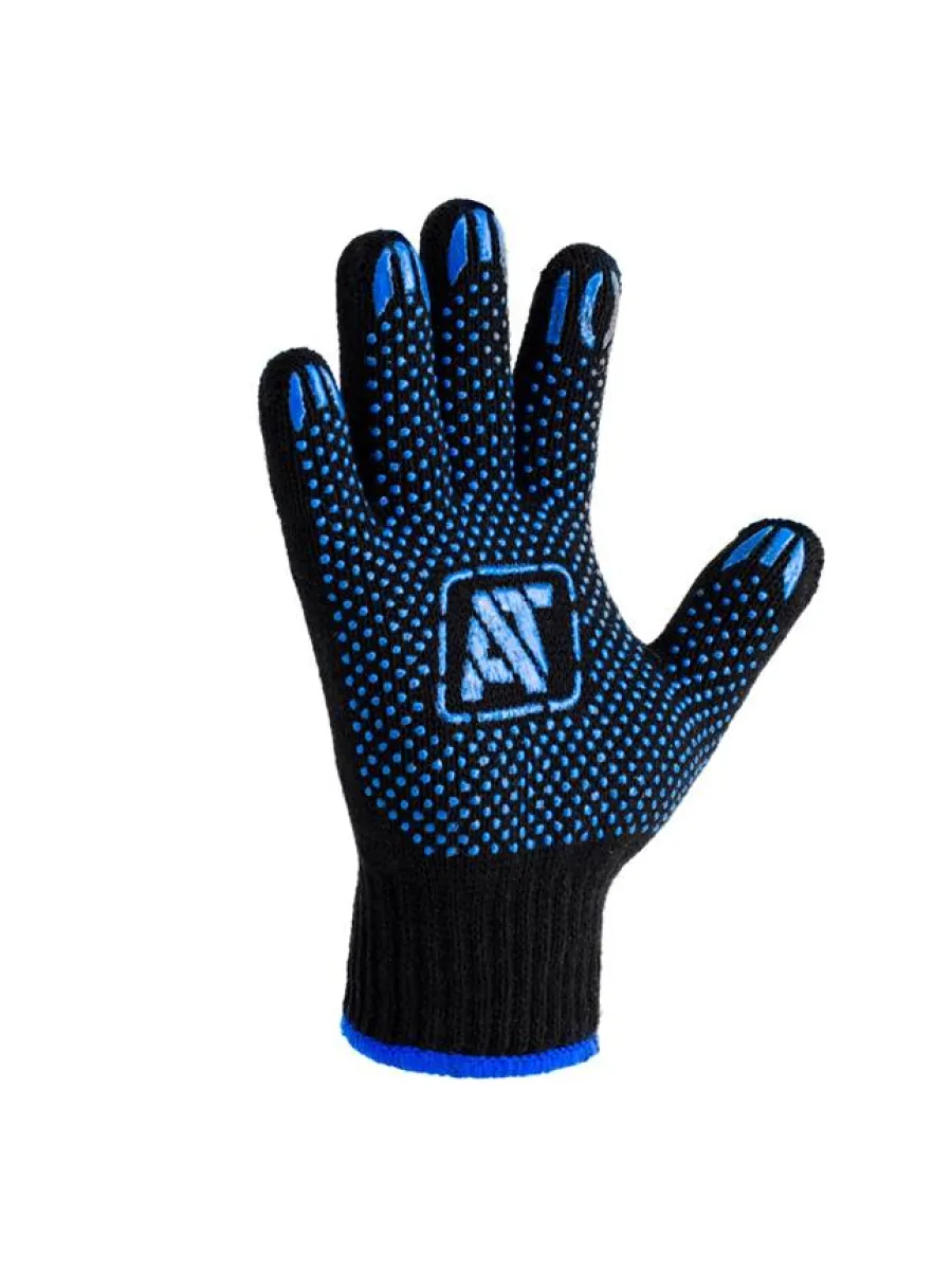 Перчатки трикотажные Зима Двойные с ПВХ, черные, размер 10, 100гр. (упак.  2пары)