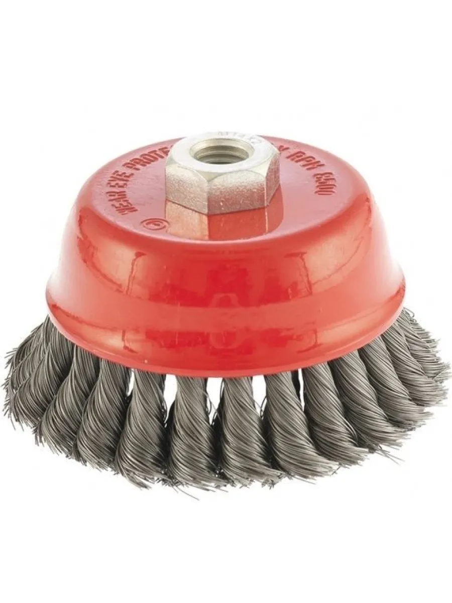 Щетка для УШМ 100 мм М14 чашка (двухрядная,крученая проволока 0,5 мм) 