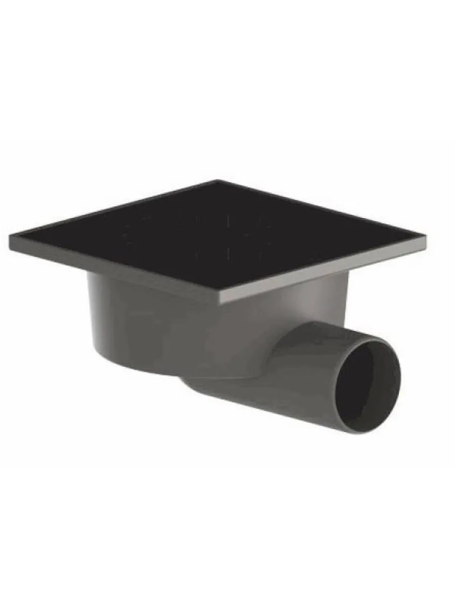 Трап горизонтальный 150х150, D50, с гидрозатвором, не регулируемый, с решеткой из чугуна