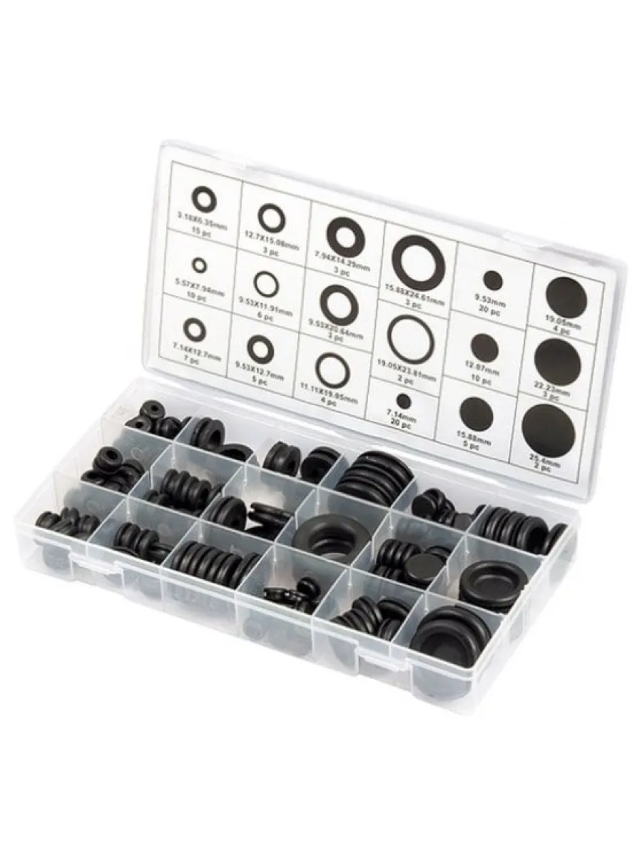 Набор сальников D 6,35-25,4 мм, 125 предметов Сибртех