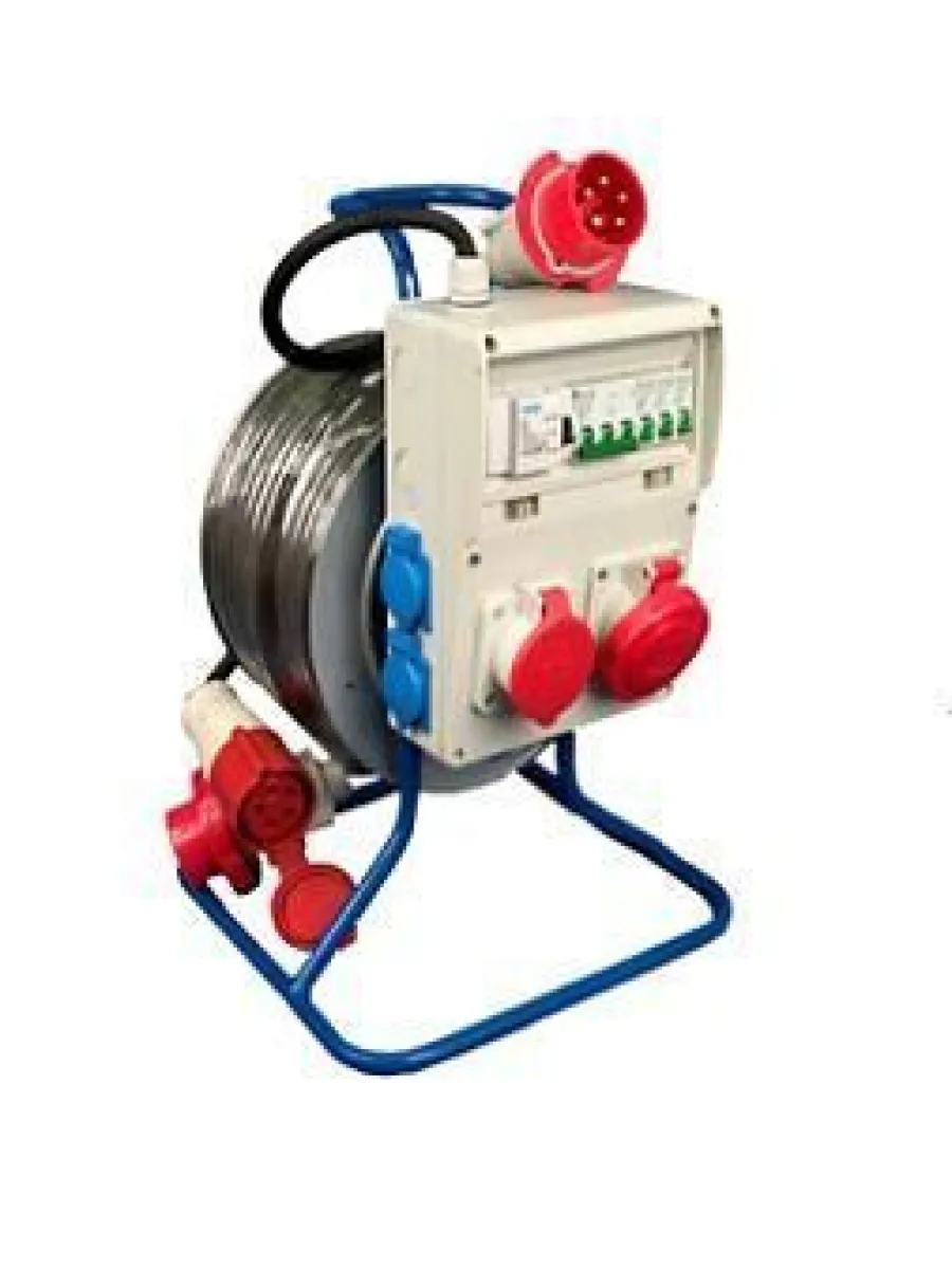 Удлинитель с блоком на метал. катушке КГ- 5х2,5 кв мм 40 м, 18 кВт, 8 розеток, IP44