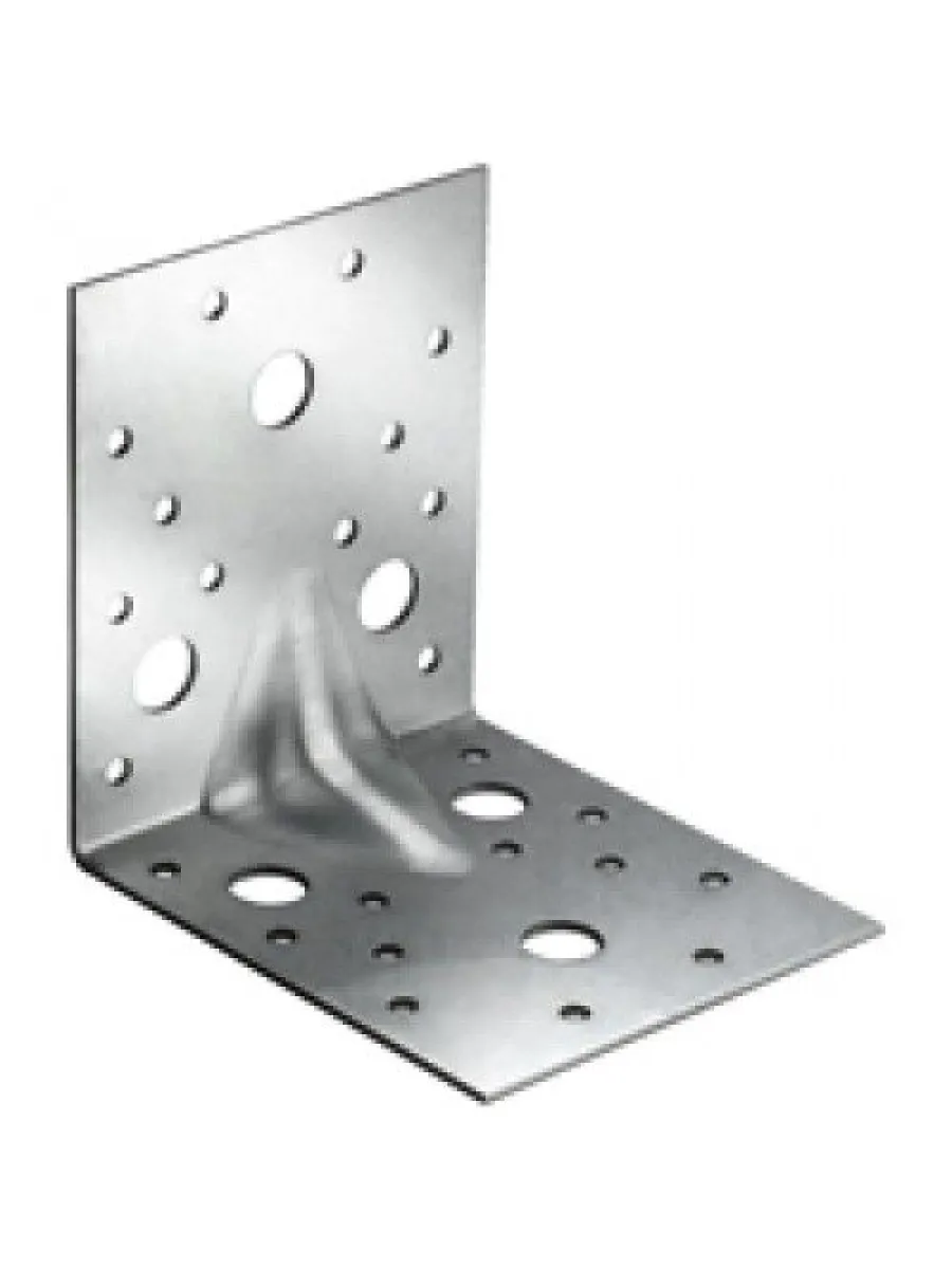 Уголок крепежный  40х 40х 40 усиленный с 1-м ребром, анкерное отверстие 11мм, оцинк. (допустимое отклонение +/- 5мм)