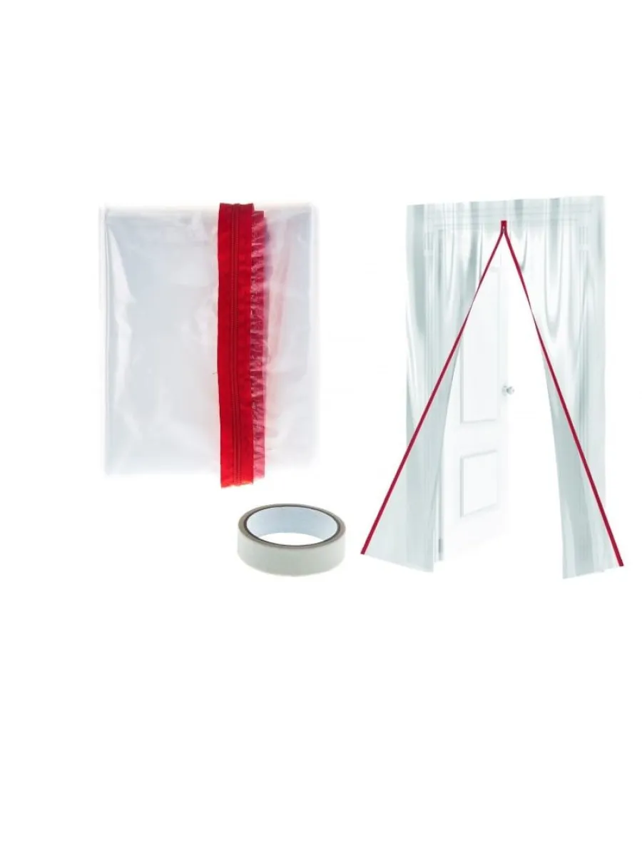 Пленочная дверь на молнии типа I 220x120 см, с малярной лентой 2,5см х 10м