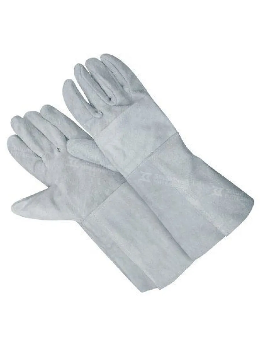 Краги сварщика спилковые серые пятипалые, без подклада, 35 см. (Спилок) LASTING TOOLS