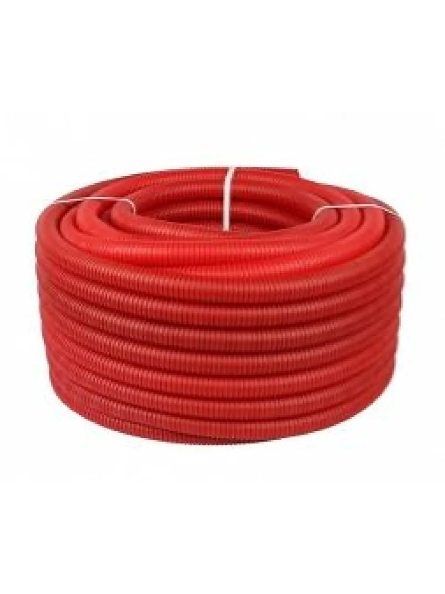 Труба гофрированная ПНД 20-23/25 мм, красная (для труб 14-18 мм) бухта 50м