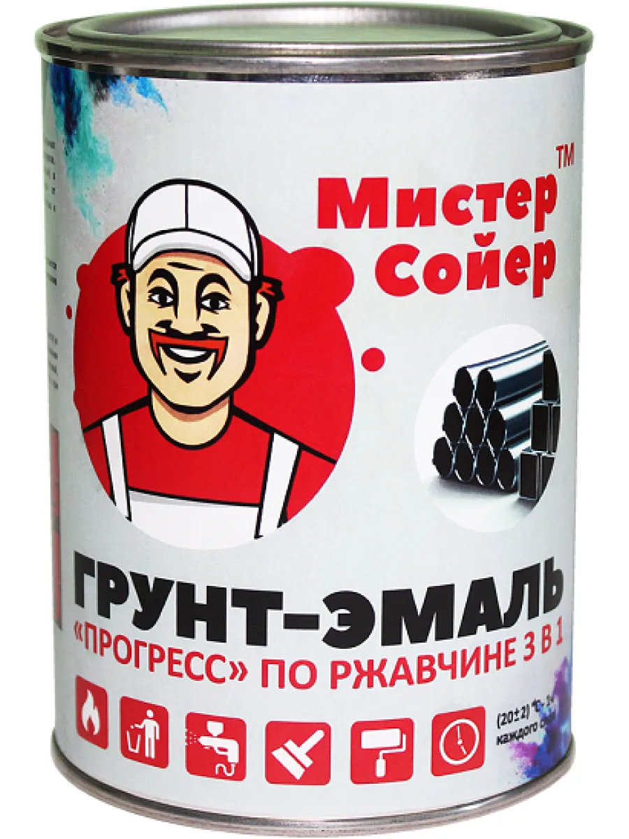 Грунт-эмаль антикоррозийная 3 в 1 УНИФОРС/ПРОГРЕСС черная (20 кг)