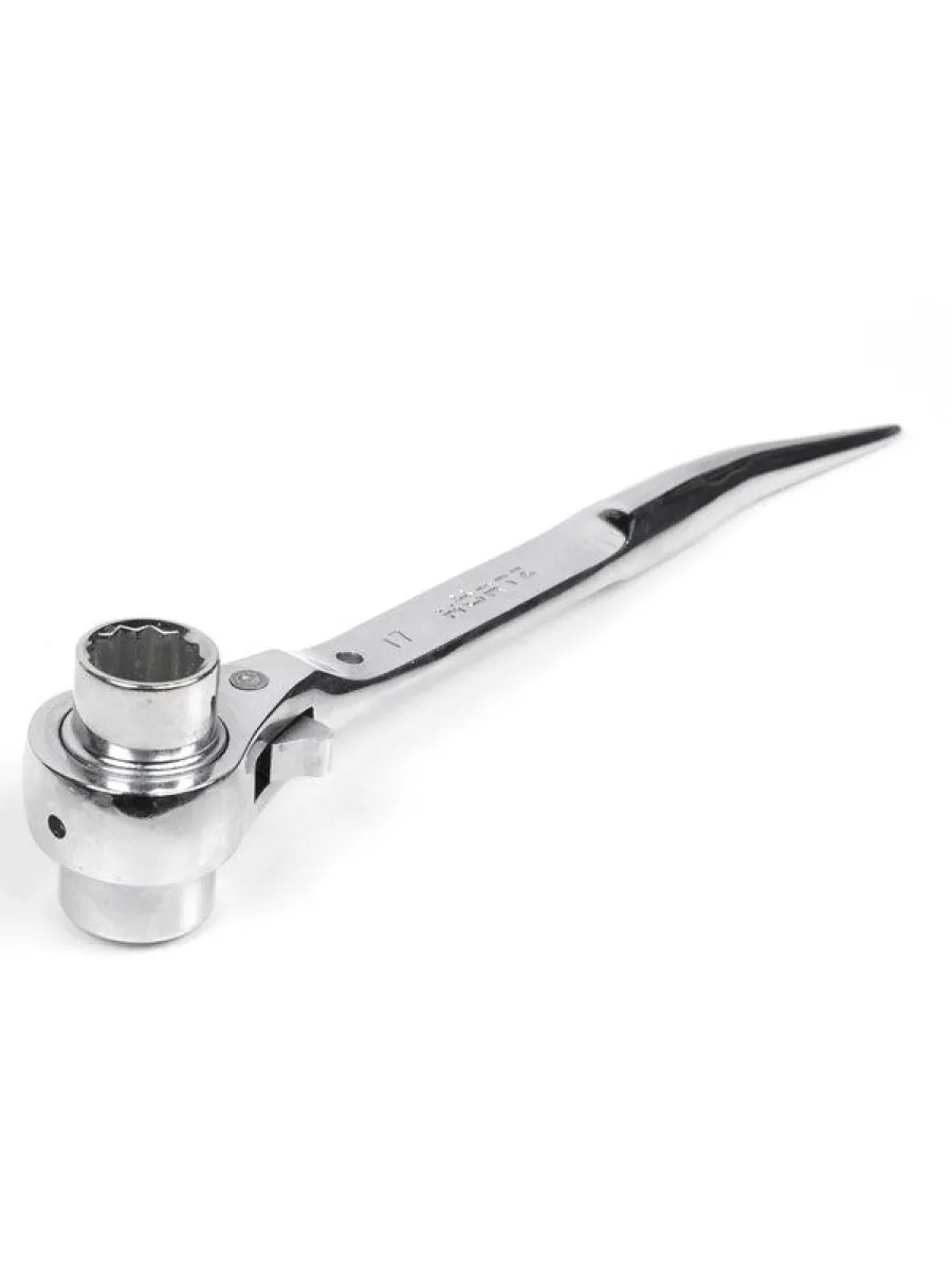 Ключ коликовый торцевой трещоточный укороченный 19х22 хром HORTZ