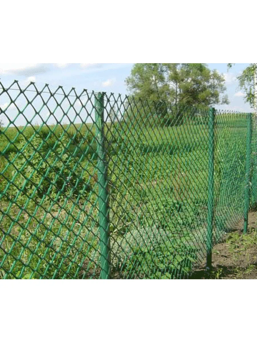 Решетка ЗАБОРНАЯ ячейка 40х40мм, 1,0х20м, Зеленая пластиковая LASTING TOOLS