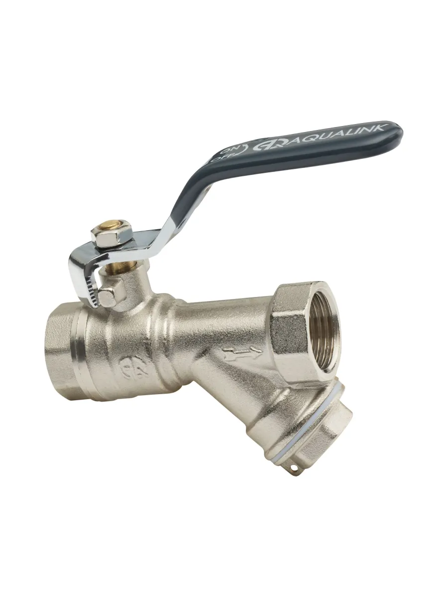 Кран шаровый г/г с косым фильтром рыч. Ду15 (1/2")