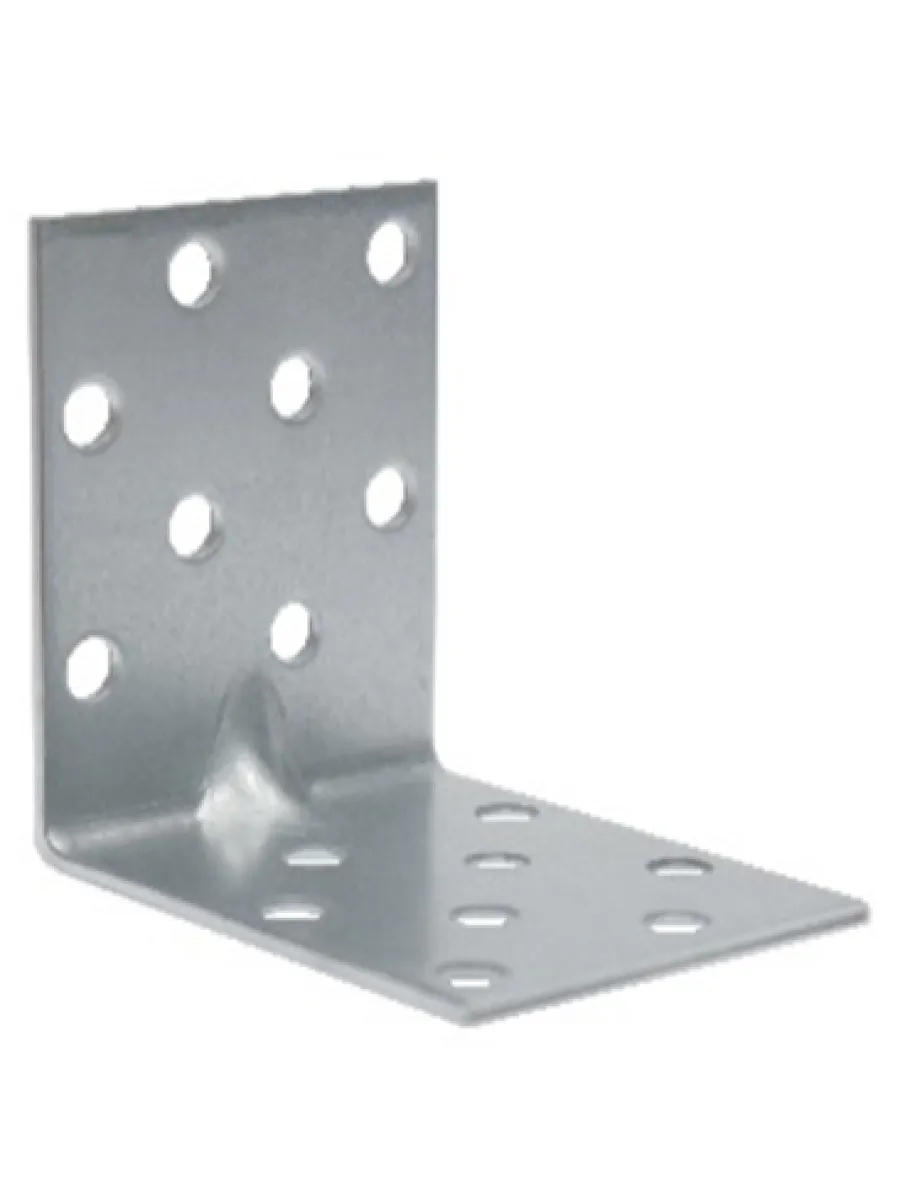 Уголок крепежный  40х 40х 40 усиленный с 1-м ребром, универс.перф., оцинк. (допустимое отклонение +/- 5мм)