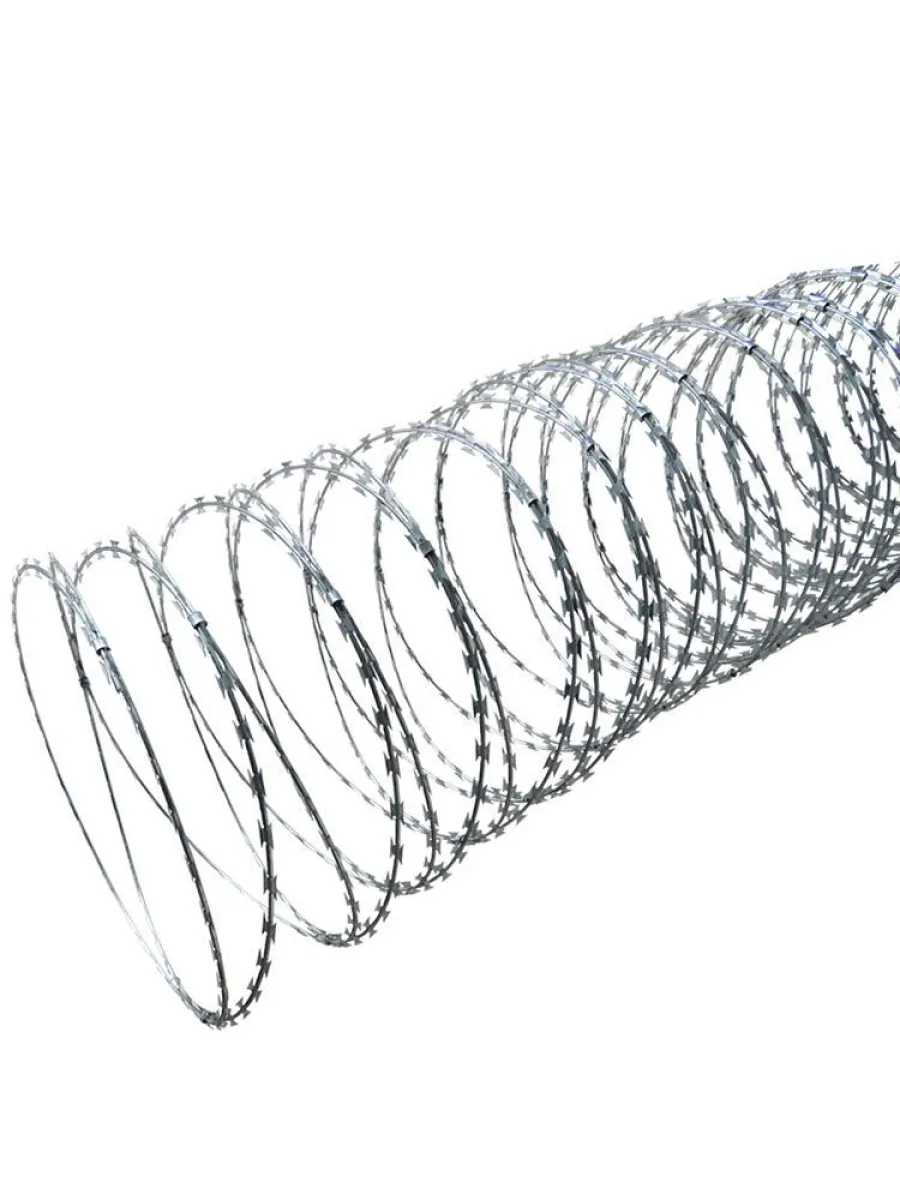 Спиральный барьер безопасности из армированной колючей ленты-500*1 ТУ (40 витков, 3 ряда скоб, длина 10 м)
