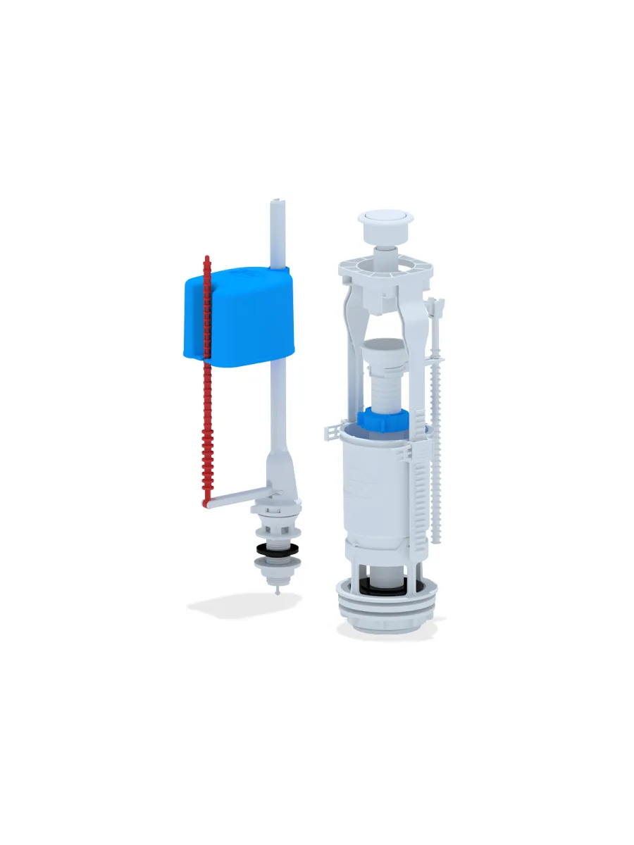 Набор с нижней подводкой 1/2 с пластиковым штуцером, кнопка белая эконом