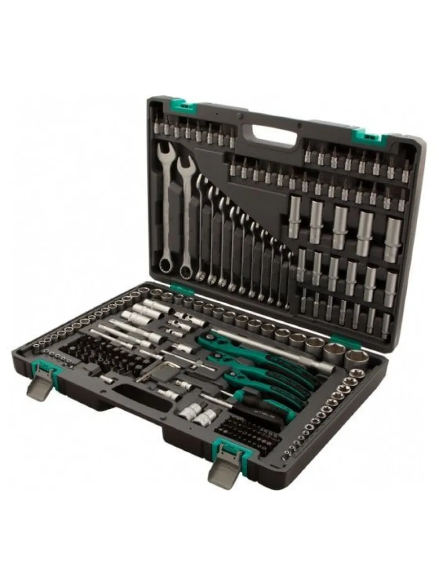 Набор инструментов, 1/2", 1/4", 3/8", пластиковый кейс, 216 предметов, STELS