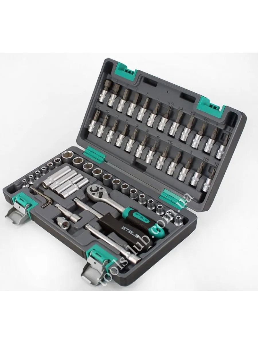 Набор инструментов, 1/4" пластиковый кейс,  57 предметов, STELS