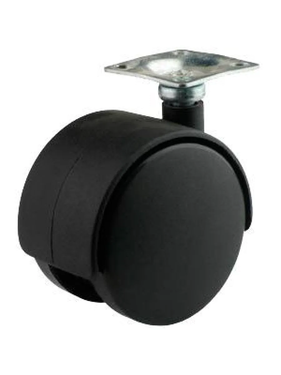 TWP 40 Колесо мебельное черное, площадка, Ду40 (грузоп.25кг)