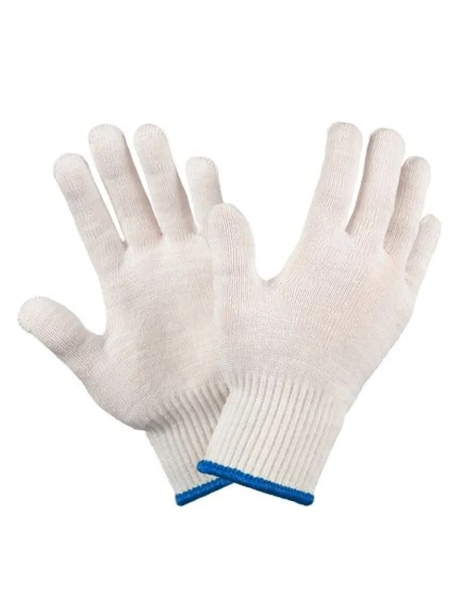 Перчатки х/б 7,5/10 кл. 4-х нитка (белые) без пвх (упак. 10пар)