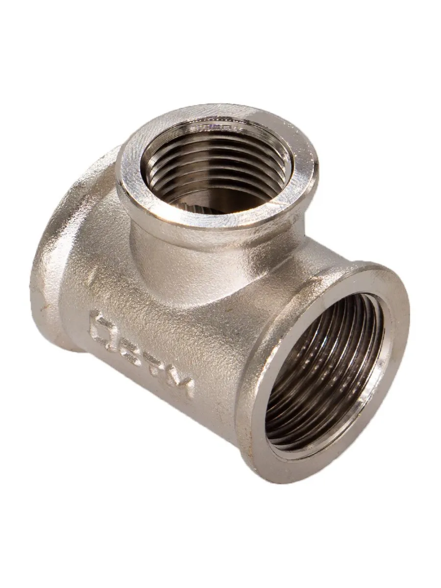 Тройник никелированный переходной 25х15х25 г/г/г (1"x1/2"x1")