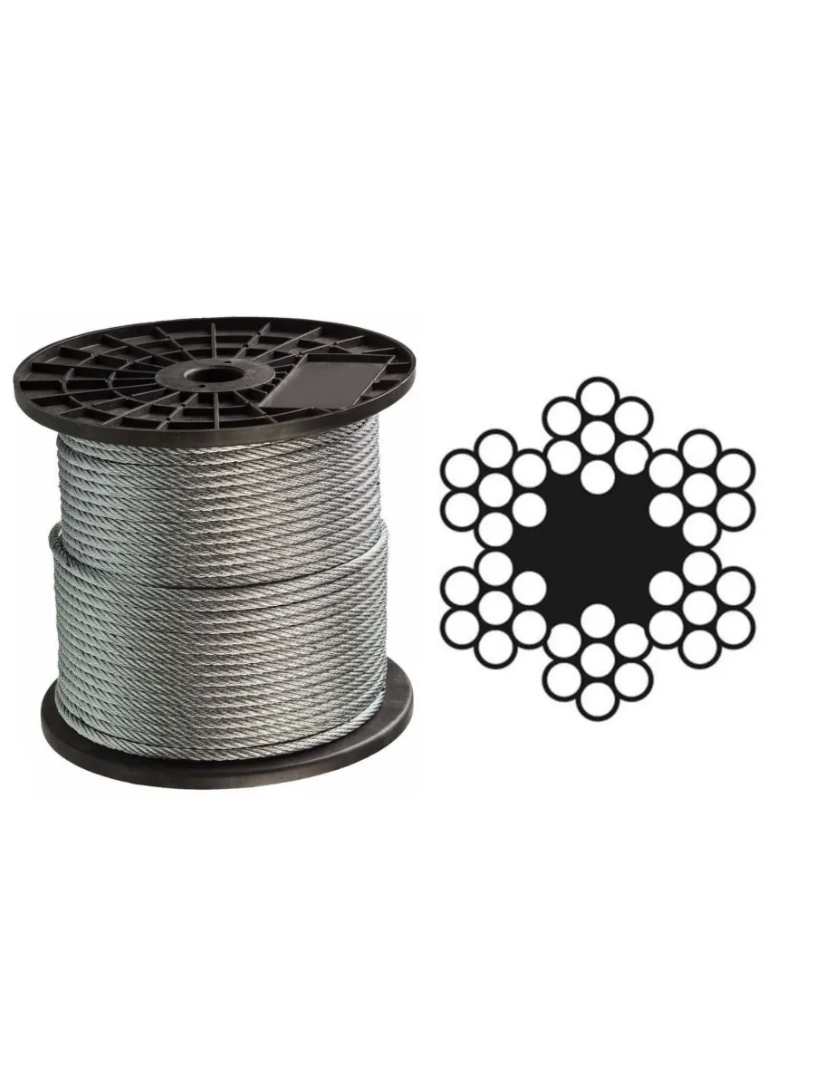 Трос стальной оцинкованный  2,0 мм DIN 3055 (бухта 200м) FORCE LIFTING