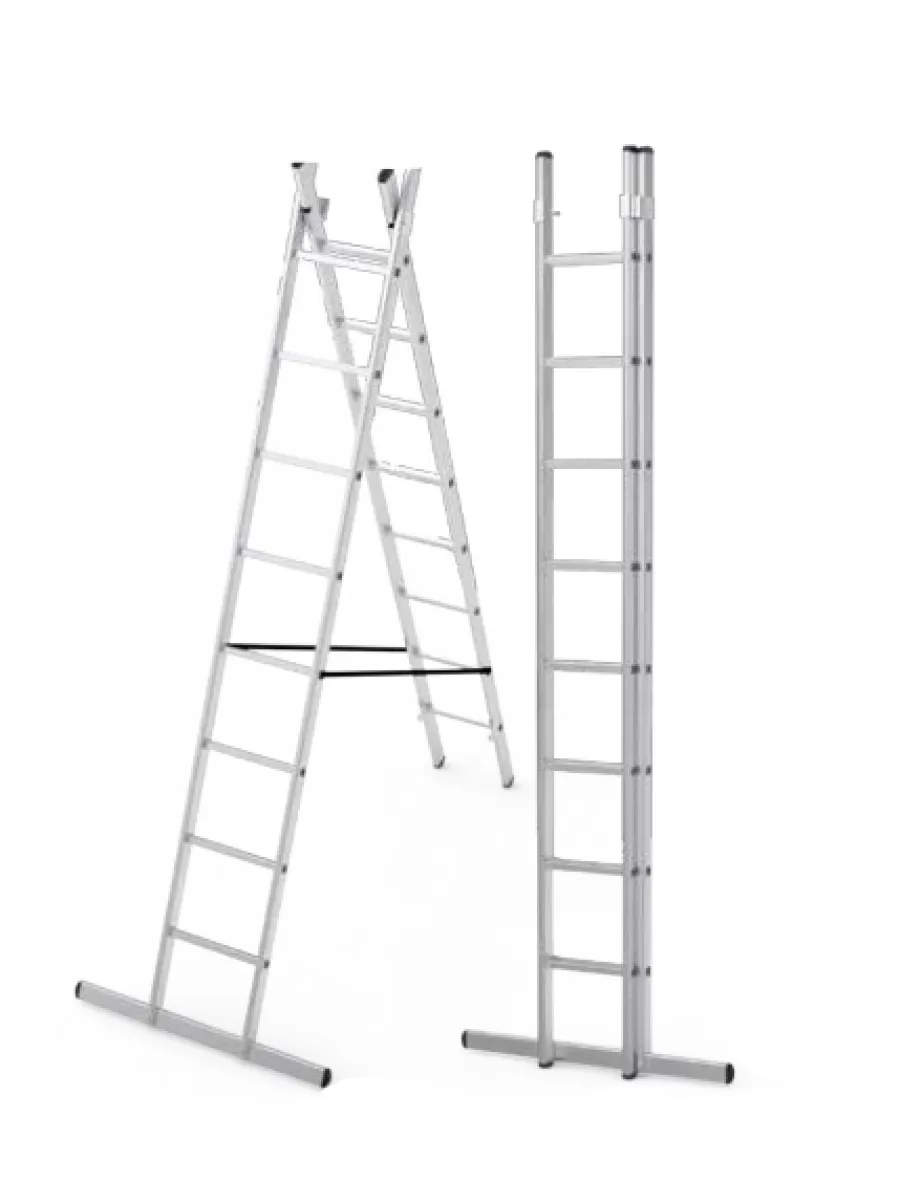Лестница алюминиевая двухсекционная 14 ступеней max 6,77 м