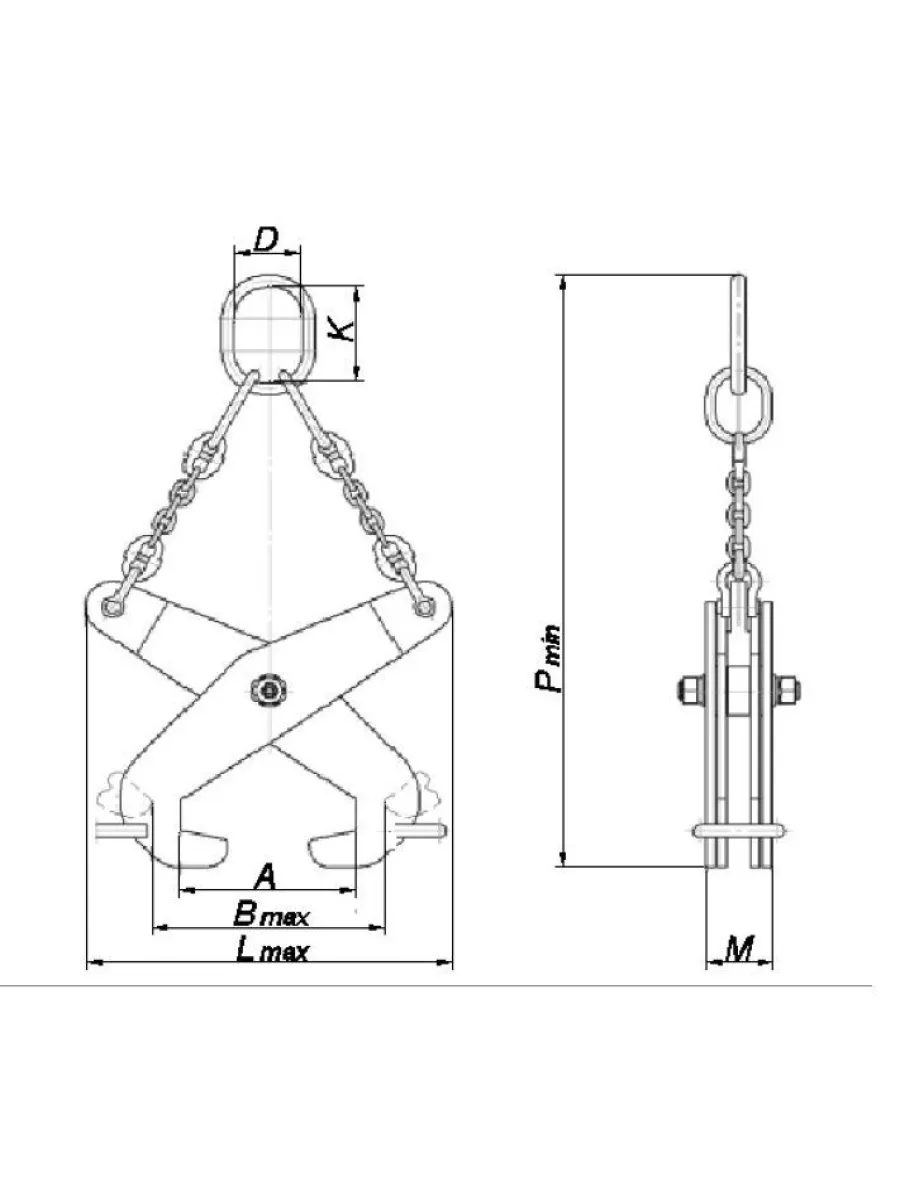 Захват для сортового проката (облегч.исп.) 3,2 тн (ширина захвата 450-650 мм) ЗСПо
