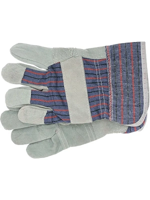 Перчатки спилковые комбинированные серо-синие (Спилок, хлопок) LASTING TOOLS