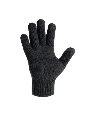 Перчатки трикотажные Зима Двойные, размер 9, черные, 90 гр.