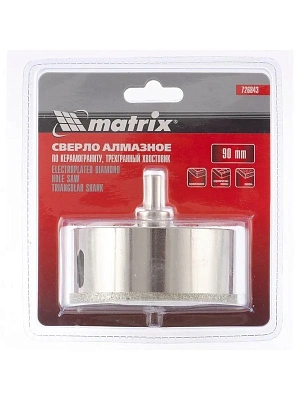 Сверло алмазное по керамограниту  90 х 67 мм, 3-гранный хвостовик