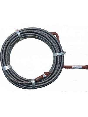 Трос сантехнический ВС-14 мм L10 м (Россия) для труб D100-120 мм (крючок-зацеп + металл. ручка)