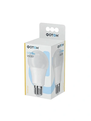 Лампа светодиодная LED A60 8W E27 3000K ФОТОН