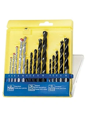 Набор сверл по бетону, металлу, дереву 4-5-6-8-10 мм 15 шт.