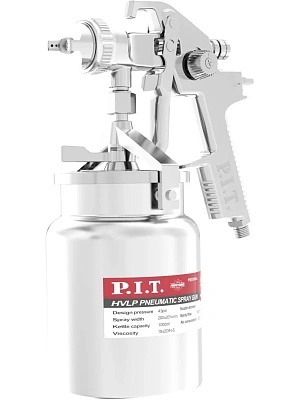 Краскопульт пневматический P.I.T. PSG1000-A, HVLP, ниж. бачок 1л, сопло-1,4мм