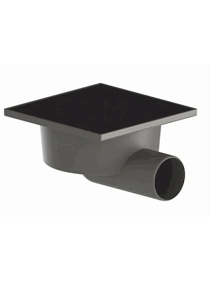 Трап горизонтальный 150х150, D50, с гидрозатвором, не регулируемый, с решеткой из чугуна