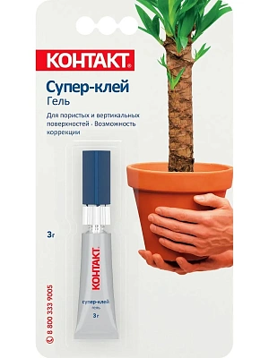 Супер-клей "КОНТАКТ" гель 3 гр., на карте