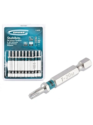 Биты TORX T 20х50 сталь S2 GROSS (упаковка 10шт.)