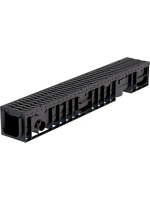 Лоток водоотводный пластиковый ЛВП Master DN100 Н135 В125 с решеткой (комплект) Аквасток