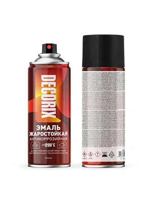 Эмаль аэрозольная жаростойкая, для сверхвысоких температур 1200ºС черный (520 мл) DECORIX