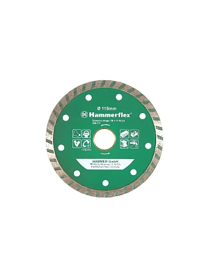 Диск алмазный отрезной 115х22мм мокрая резка, турбо HammerFlex 