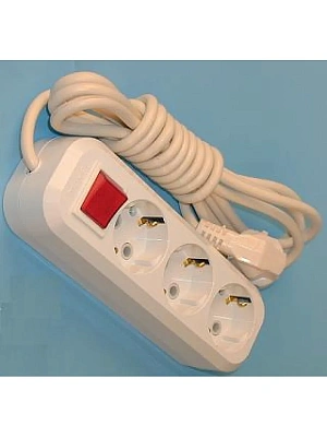 Удлинитель сетевой 3 розетки ПВС 3х0,75  3м,10А 2200Вт, IP20 с выключателем