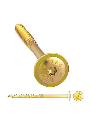 Саморез конструкционный по дереву с прессшайбой Желтый цинк  6,0х 50  POWER FASTEN