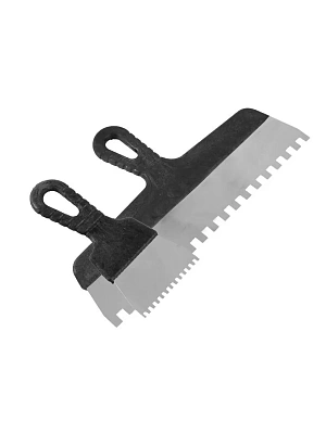 Шпатель 100мм зубчатый 4х4, пластиковая ручка ЭКОНОМ