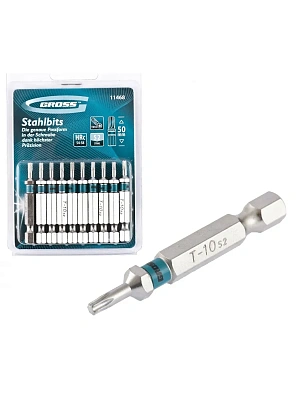 Биты TORX T 10х50 сталь S2 GROSS (упаковка 10шт.)