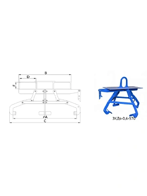 Захват для круглых деталей (вертик. подъем) 0,6 тн ЗКДв-0,6-570