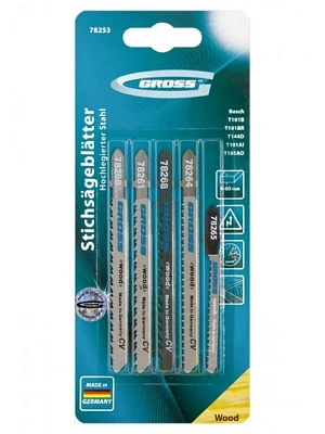 Набор полотен для электролобзика по дереву (Т101В;Т101BR;T144D;Т101АI;Т101АО) GROSS  (упак.5шт)